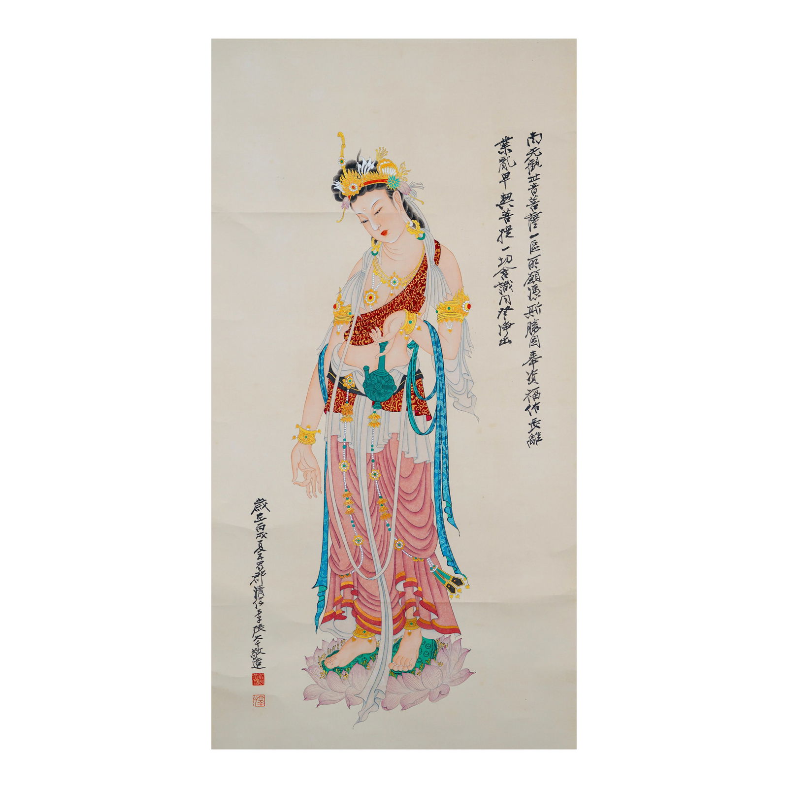 ZHANG DAQIAN (1899-1983), ATTRIBUTED TO, INK AND COLOR ON PAPER (1 of 3)