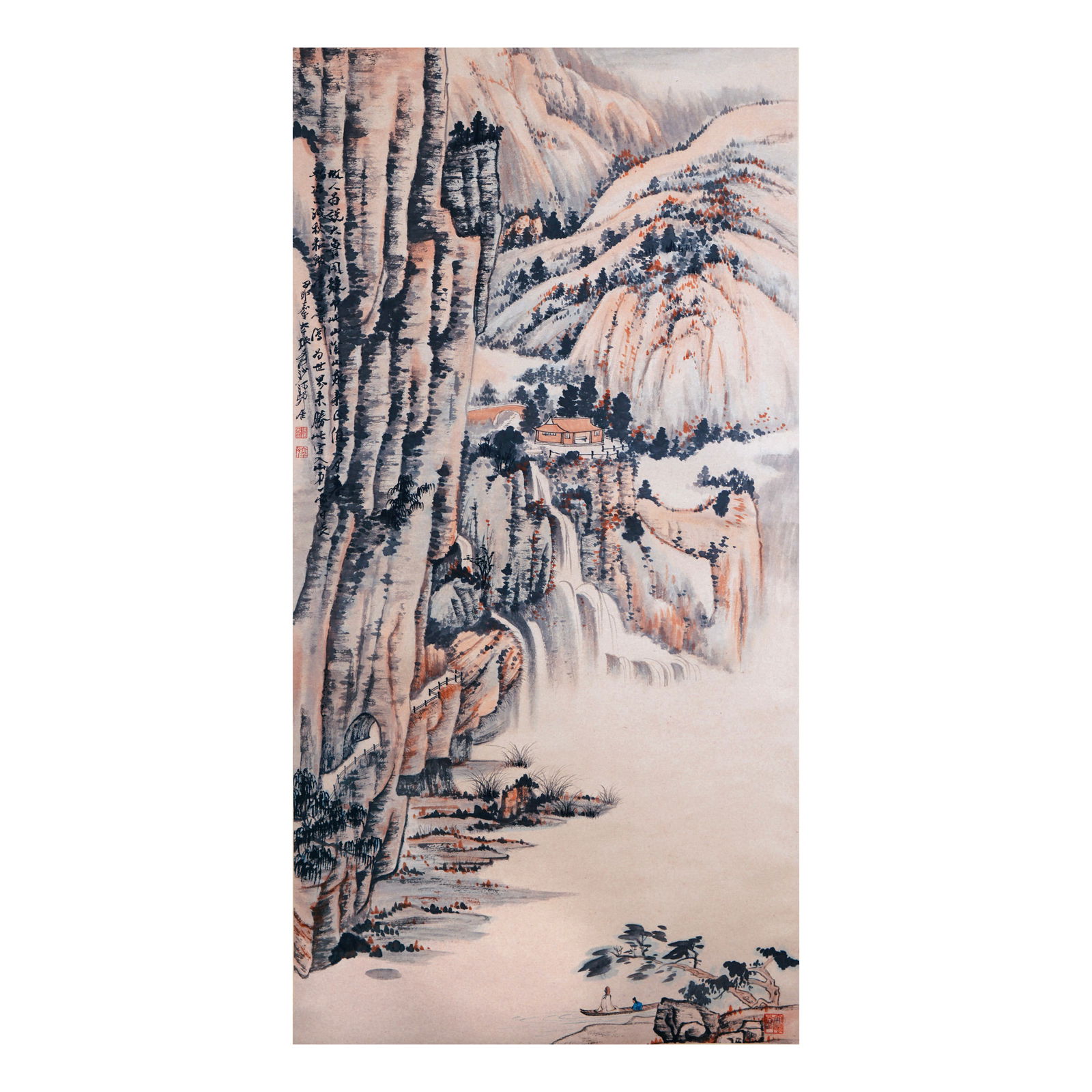 ZHANG DAQIAN (1899-1983), ATTRIBUTED TO, INK AND COLOR ON PAPER (1 of 3)