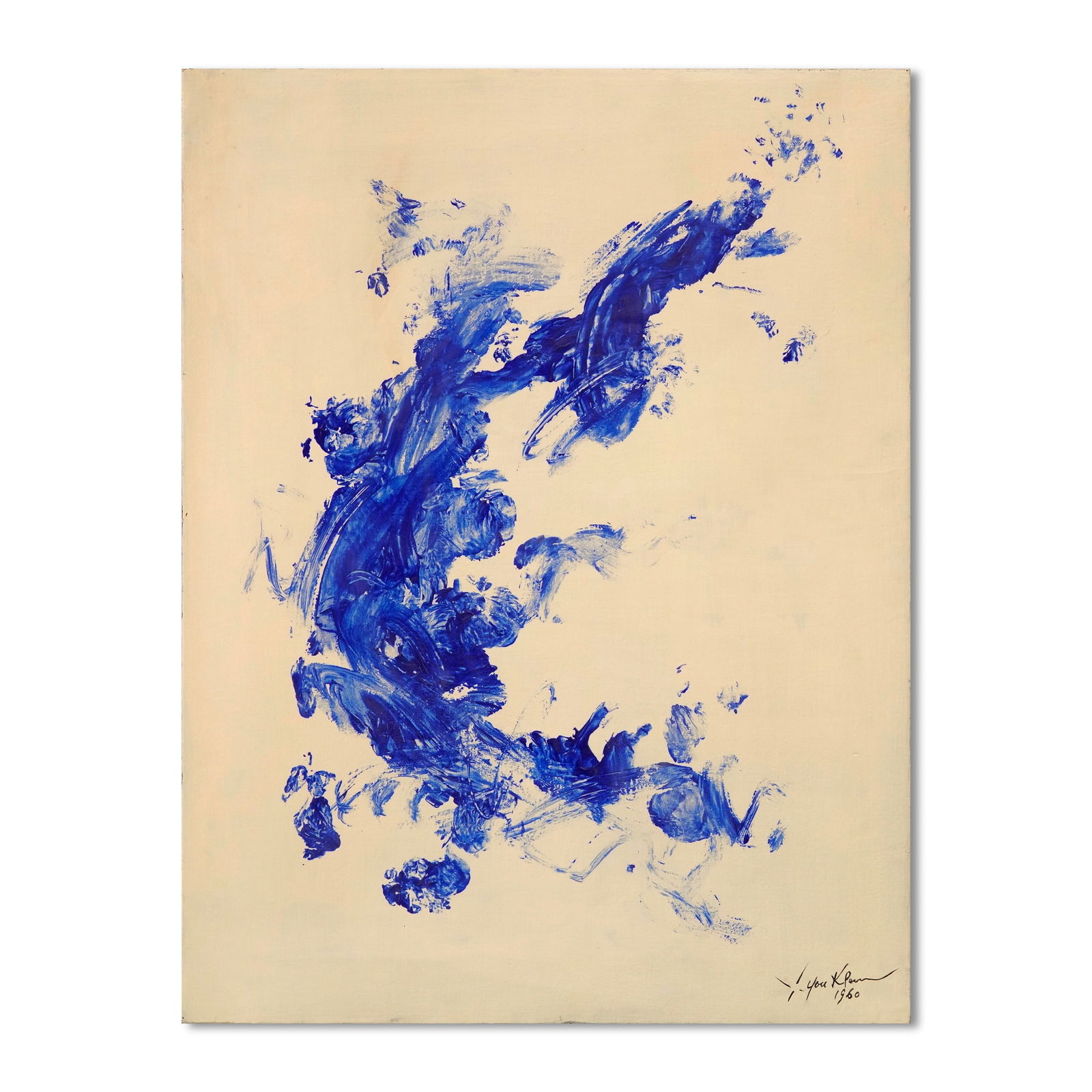 YVES KLEIN (1928-1962), DRY PIGMENT AND SYNTHETIC RESIN ON CANVAS: Image Dimensions: 76 cm x 58 cm (30 in x 22 5/8 in) Signed (lower right and reverse) This painting comes with COA. Yves Klein (1928-1962) was one of the most influential avant-garde artists of the 20t