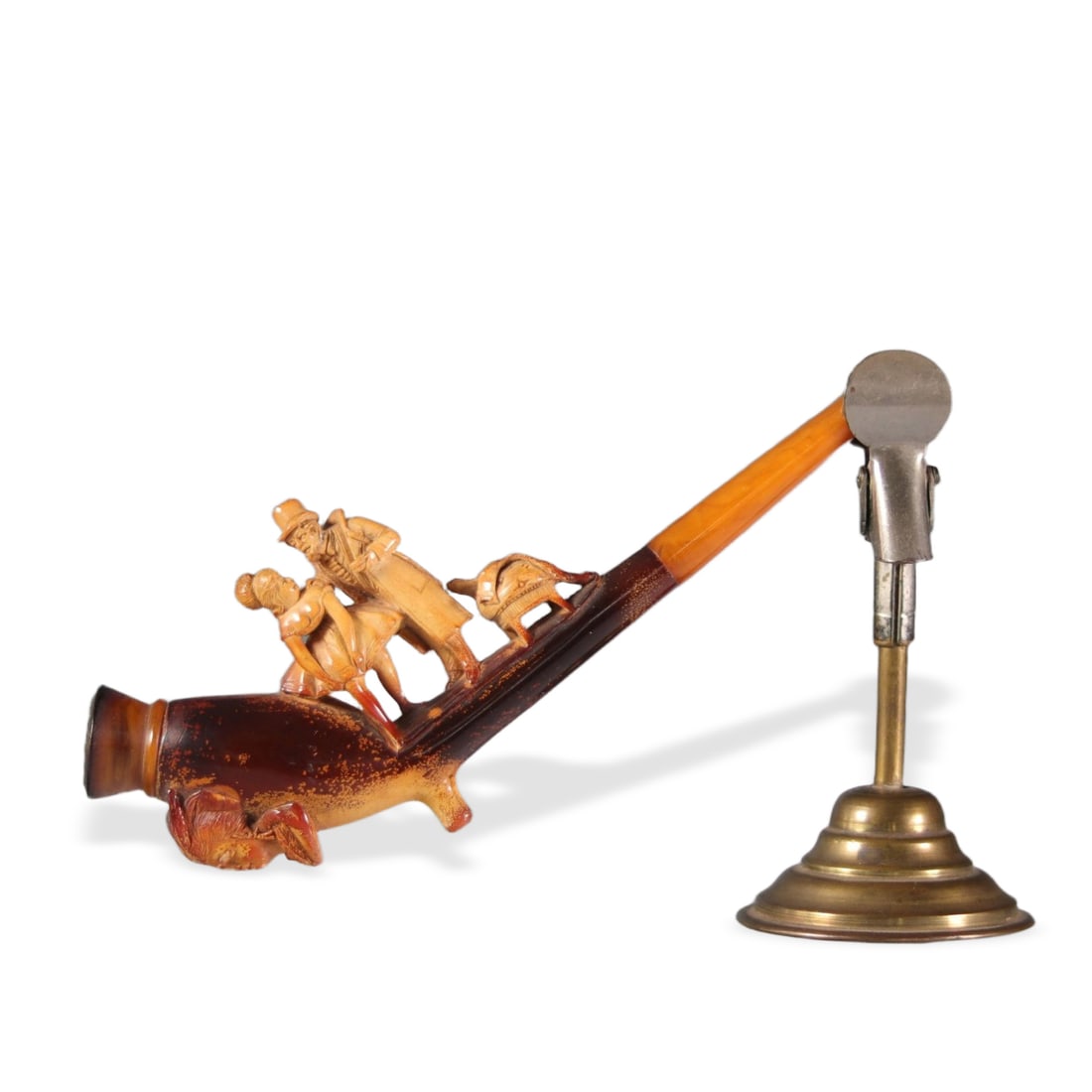 19TH CENTURY ANTIQUE BEESWAX AND SOAPSTONE SMOKING PIPE (1 of 4)