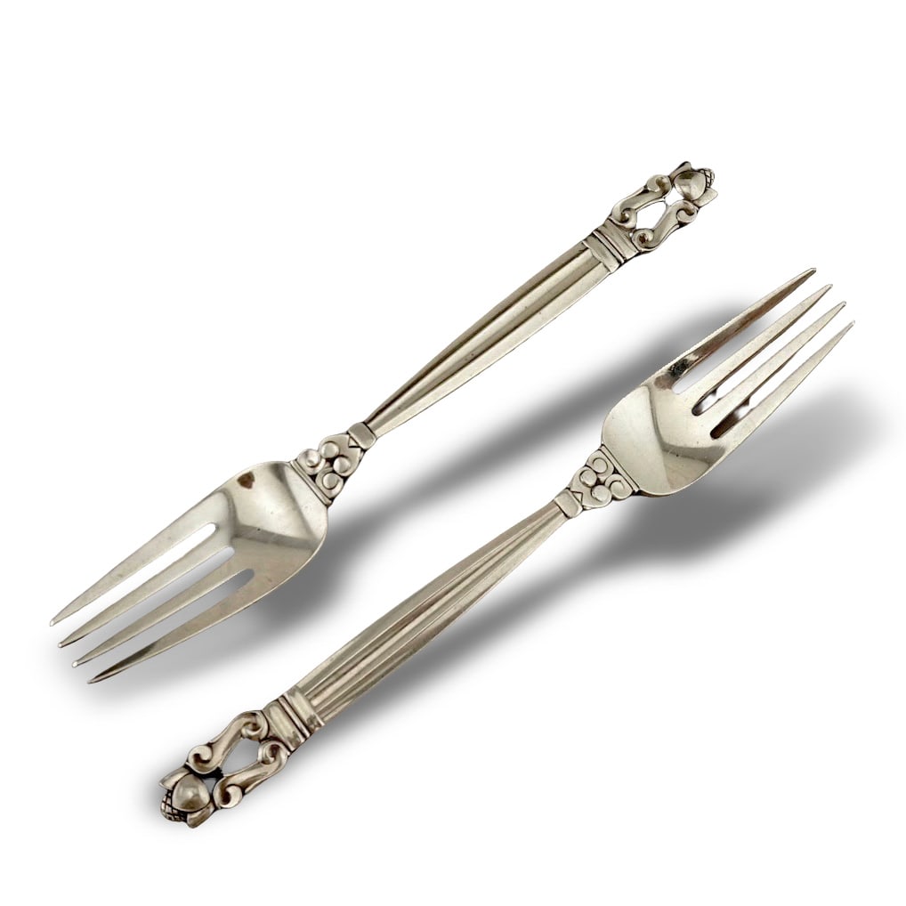 DANISH GEORG JENSEN STERLING SILVER FORKS (PAIR) (1 of 3)