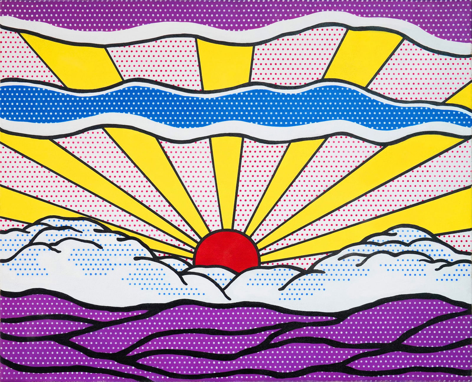 ROY LICHTENSTEIN (1923-1997), ATTRIBUTED TO, OIL AND MAGNA ON CANVAS: Image Dimensions: 34 x 42 in. (86.4 x 106.7 cm) Signed on the verso Roy Lichtenstein was a leading force in the American Pop Art movement, known for transforming everyday mass imagery into high art th