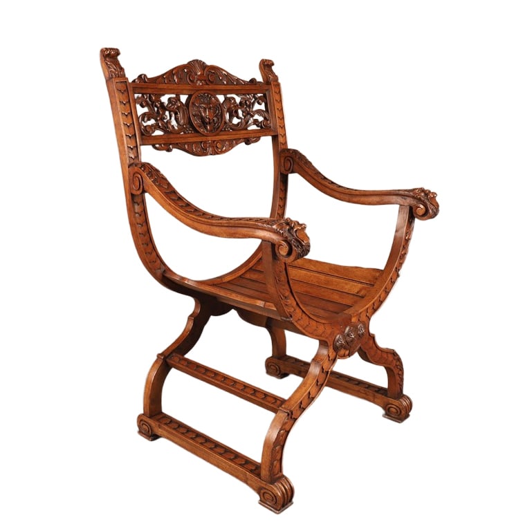 19TH CENTURY CARVED SOLID WOOD READING CHAIR (1 of 3)