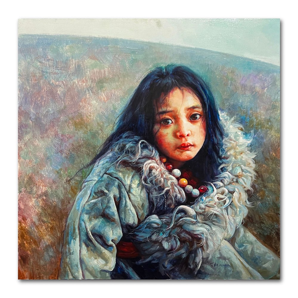 AI XUAN (B.1947), ATTRIBUTED TO, OIL ON CANVAS: Image Dimensions: 35 3/8 x 35 3/8 in. (90 x 90 cm) Signed lower right Ai Xuan is one of the most influential figures in contemporary Chinese realism, celebrated for his distinctive "cold painting" sty
