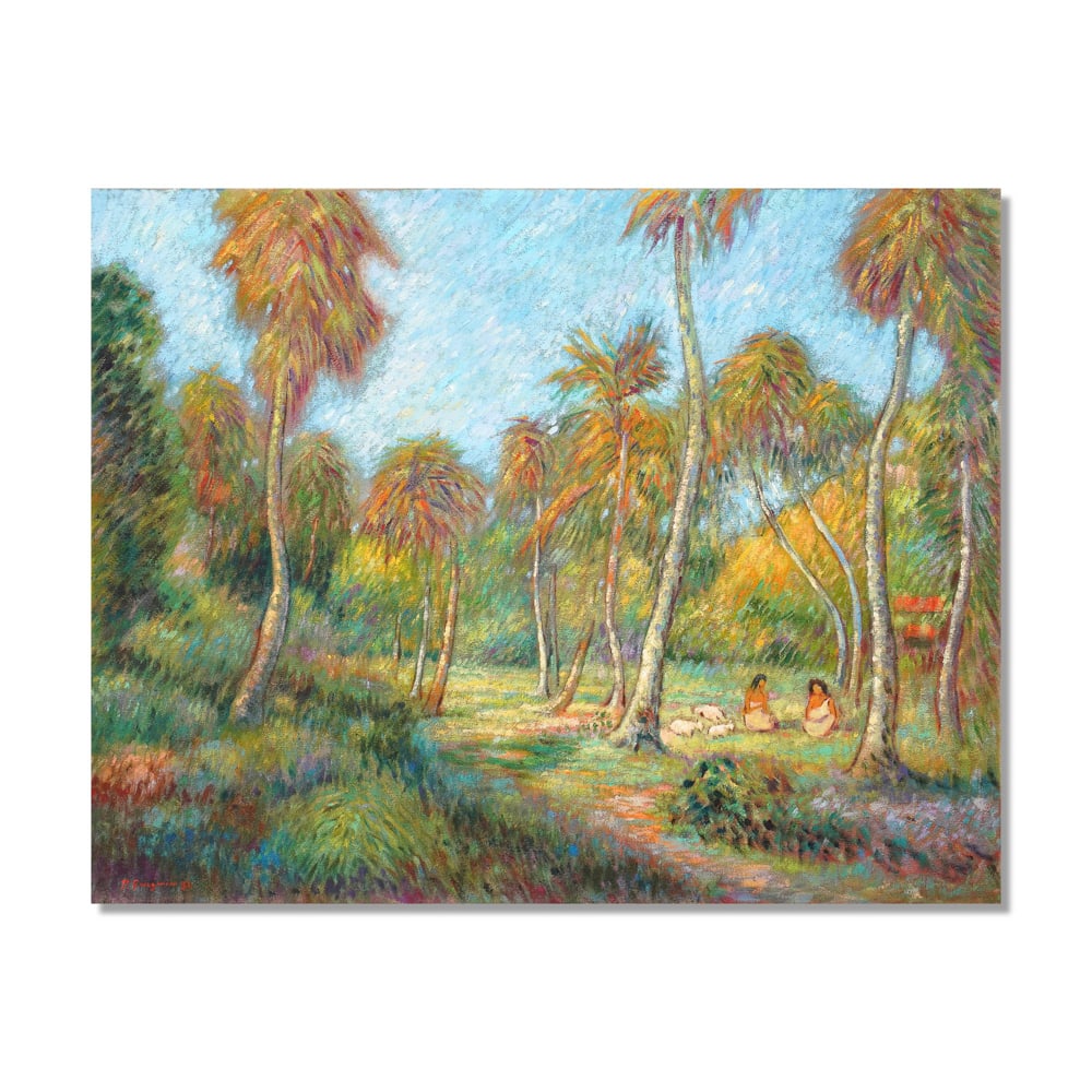 PAUL GAUGUIN (1848-1903), ATTRIBUTED TO, OIL ON CANVAS: Signed (lower left) Image Dimensions: 28 3/4 x 36 1/4 in (73 x 92 cm) This painting comes with COA. Paul Gauguin occupies a pivotal position in the history of modern art as a radical innovator who rej