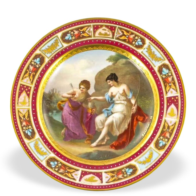 VIENNESE PLATE FEATURING THE GODDESS OF THE HUNT (1 of 3)