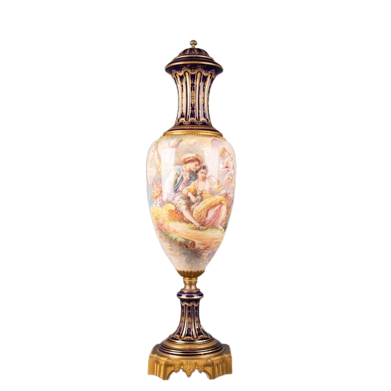 19TH CENTURY FRENCH ROYAL SÈVRES HAND-PAINTED MONUMENTAL PORCELAIN VASE (1 of 3)