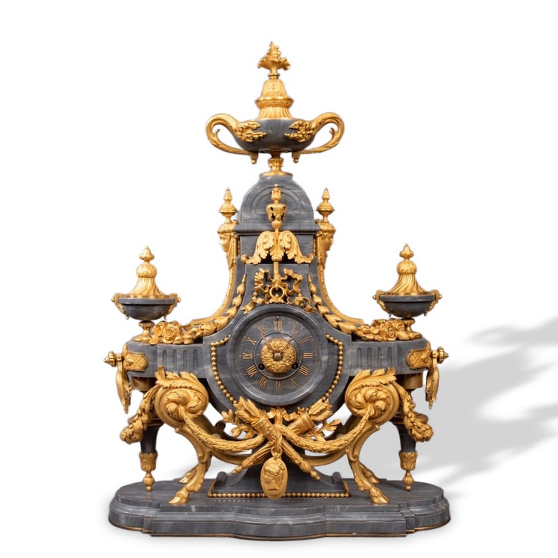 19TH CENTURY MUSEUM-LEVEL EMPIRE STYLE GILT-BRONZE MANTEL CLOCK (1 of 3)