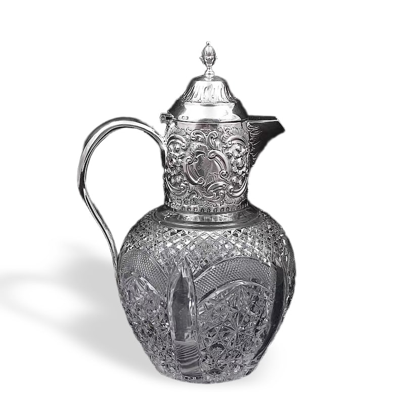 1890 FULL-CUT HAND-ENGRAVED WHITE CRYSTAL DECANTER BOTTLE (1 of 4)