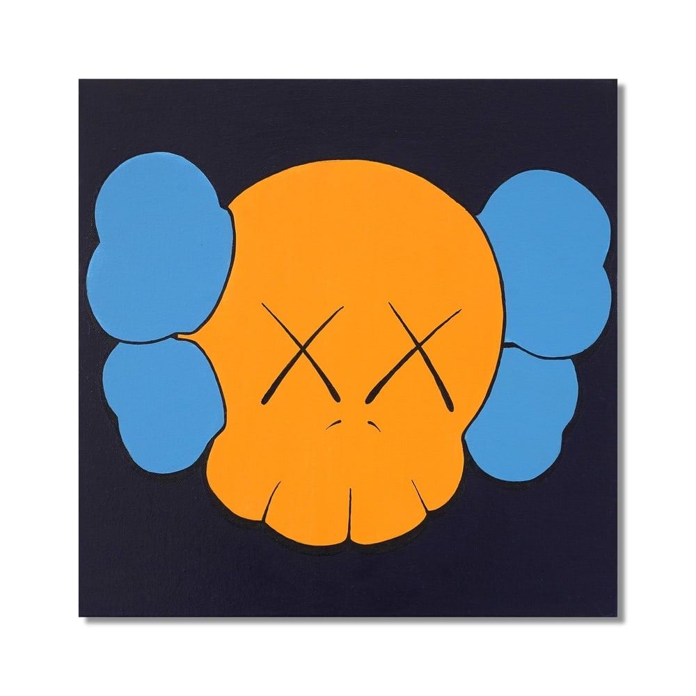 KAWS (B.1974), ATTRIBUTED TO, ACRYLIC ON CANVAS: Signed (verso) Image Dimensions: 16 1/8 x 16 1/8 in (41 x 41 cm) This painting comes with COA. Kaws has built his reputation as a contemporary artist who seamlessly blends elements of street art with