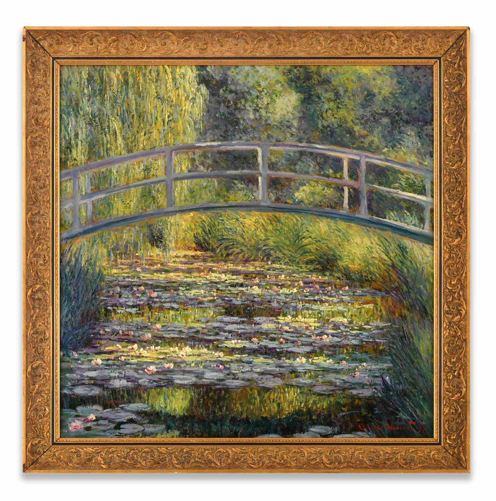 CLAUDE MONET (1840-1926), ATTRIBUTED TO, OIL ON CANVAS: CLAUDE MONET (1840-1926), ATTRIBUTED TO, OIL ON CANVAS Dimensions: Image size: 77.4 x 77.1 cm. All measured values are approximate. Outer frame size: 89.8 x 89.8 cm. All measured values are approximat