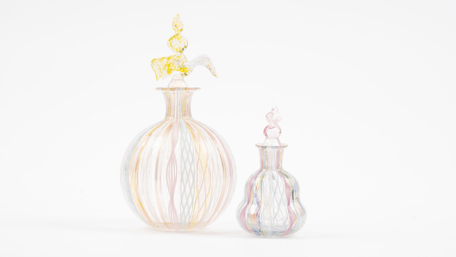 2 Venetian Murano Art Glass Latticino Perfume Bottles (1 of 7)