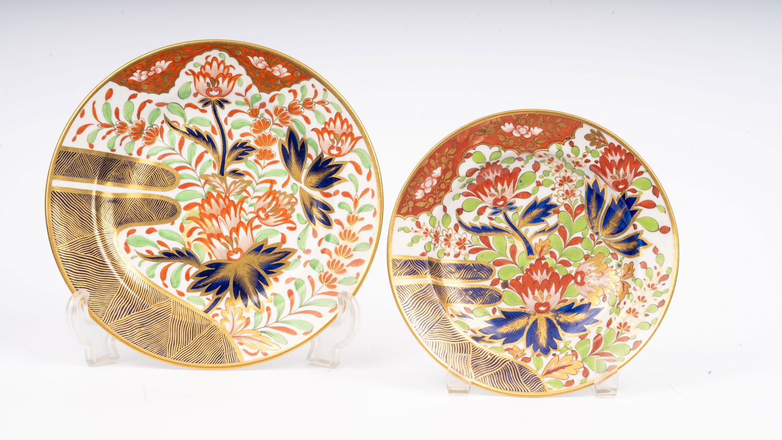 (2) 19th C Chamberlain Worcester Thumb & Finger pattern plates (1 of 9)