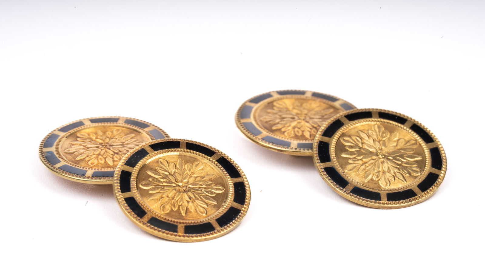 Edwardian 14k Gold Black Enamel Mens Cufflinks (1 of 3)