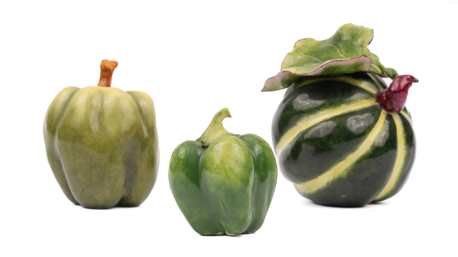 Katherine Houston Porceain Painted Melon and 2 Bell peppers 3 pieces (1 of 7)