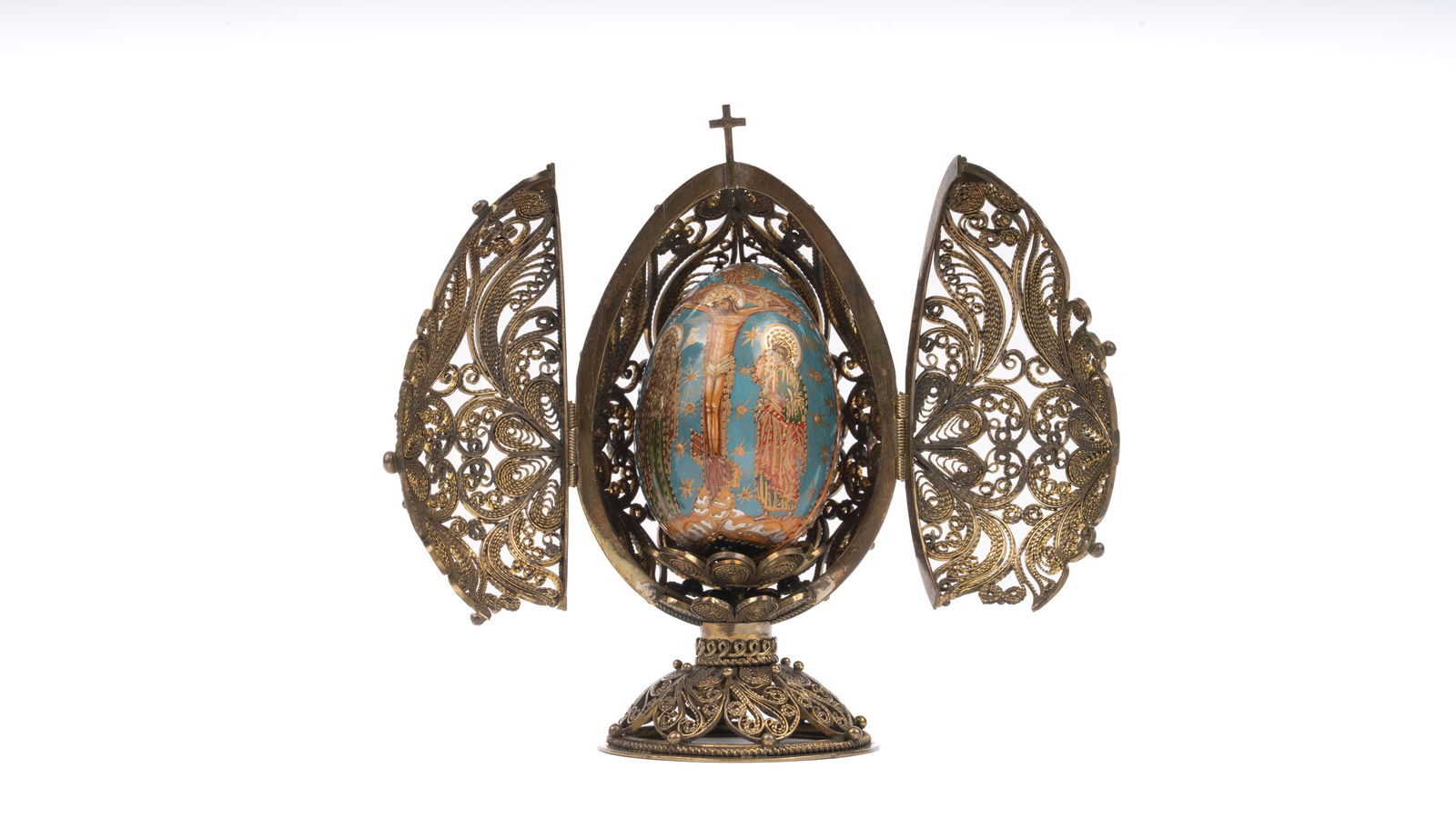 Russian Filigree Silver Folding Icon Egg (1 of 6)