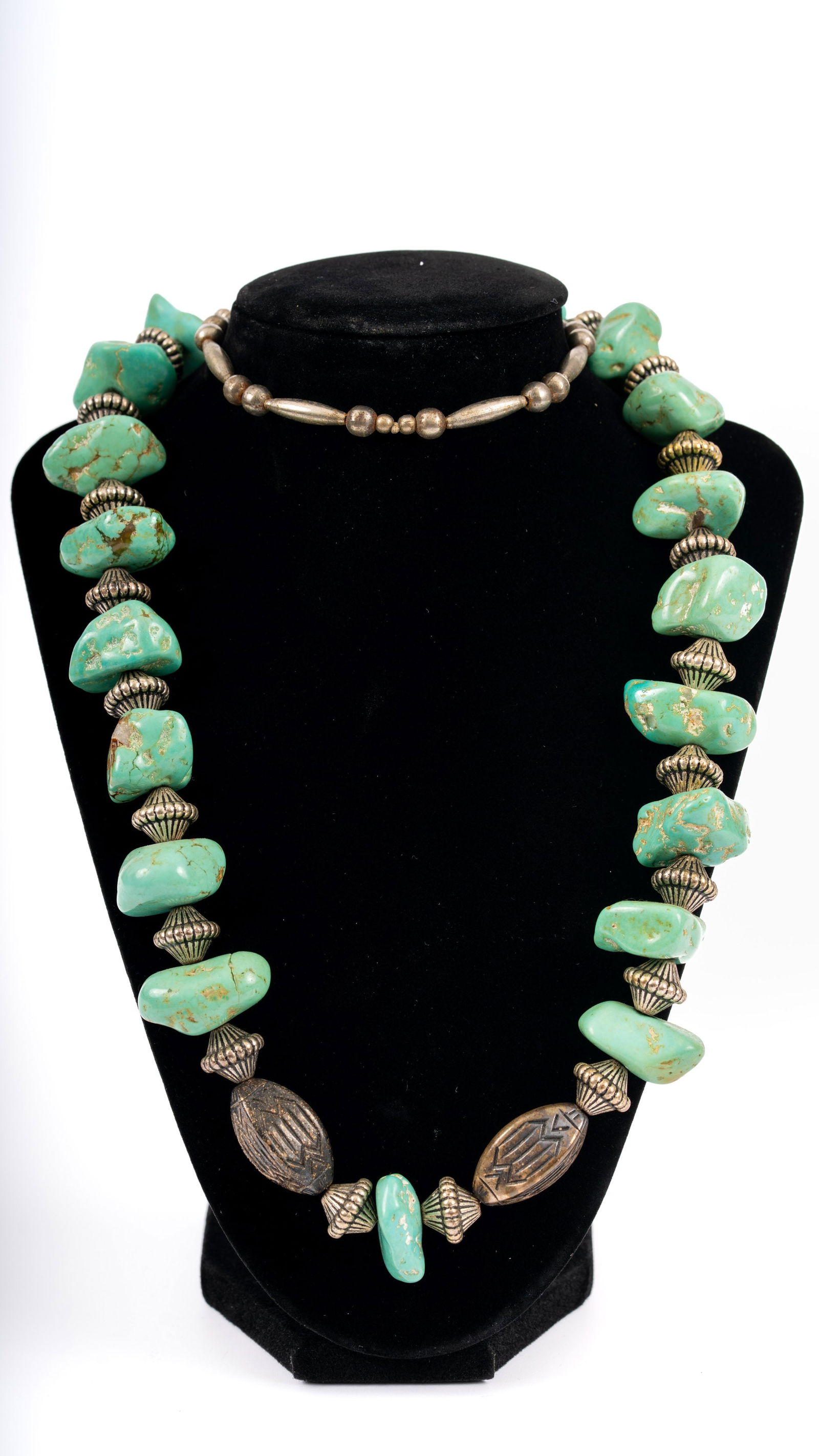 Navajo Sterling Silver Chunky Turquoise Necklace (1 of 6)