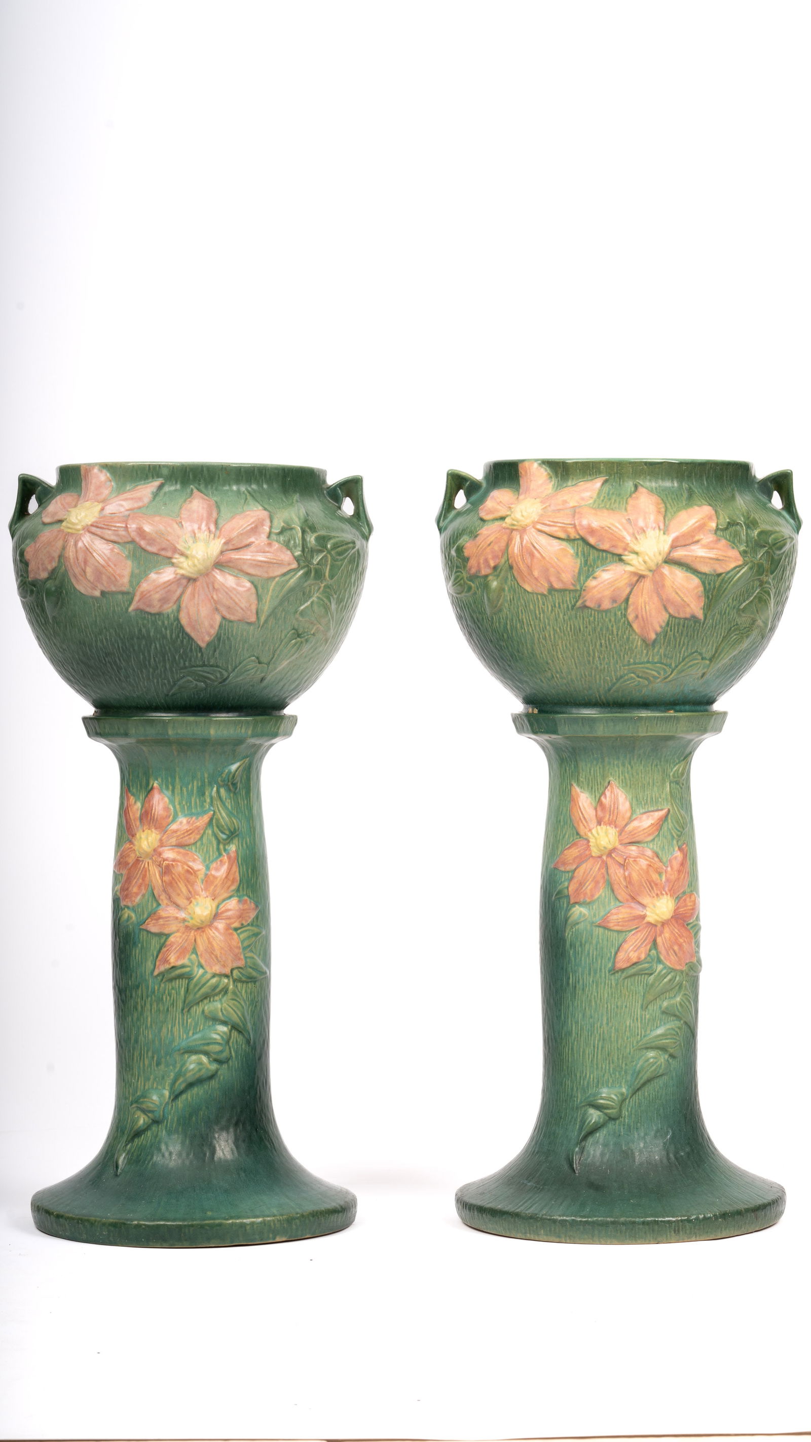 Pair Roseville Jardeniere and Pedestal (1 of 7)