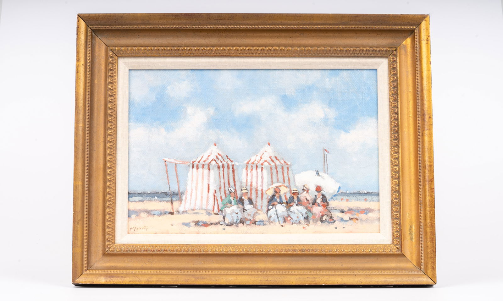 Frederick McDuff, "Figures on the Beach with Tents," Oil on Canvas (1 of 5)