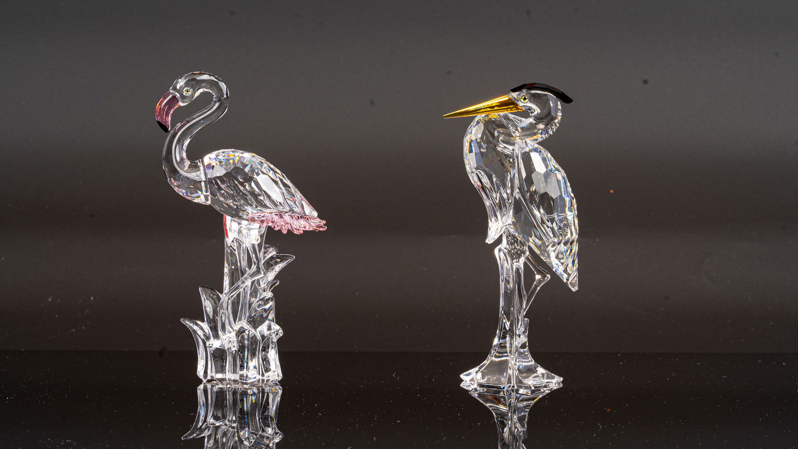 Swarovski Crystal Figures: Flamingo and Heron (1 of 7)