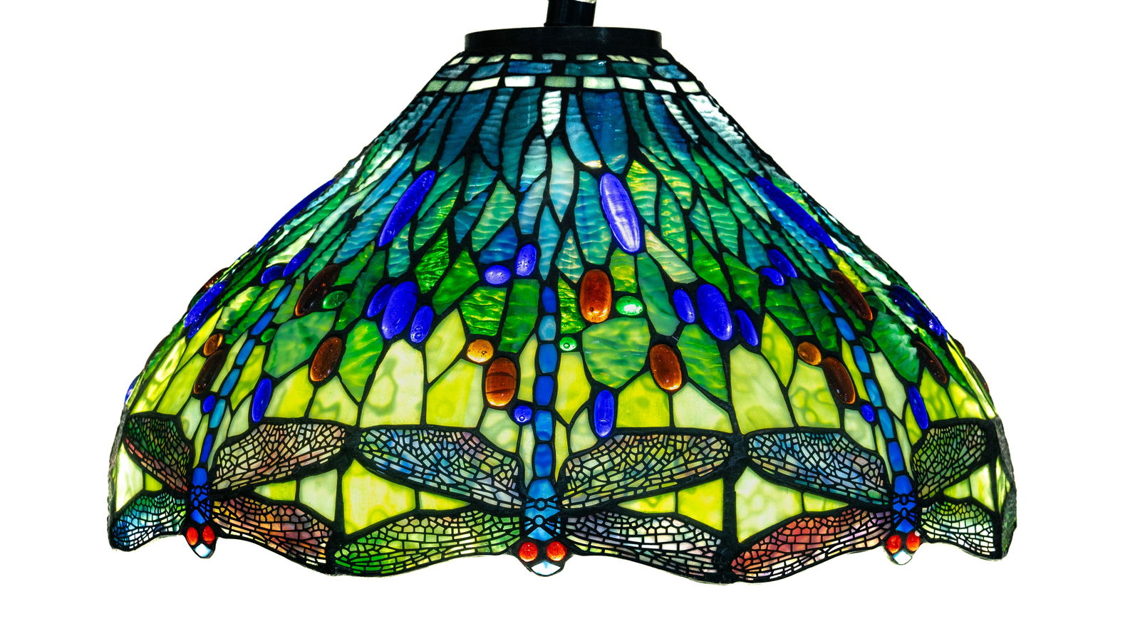 Leaded Glass Blue Dragonfly Shade in style of  Tiffany Studios New York (1 of 11)