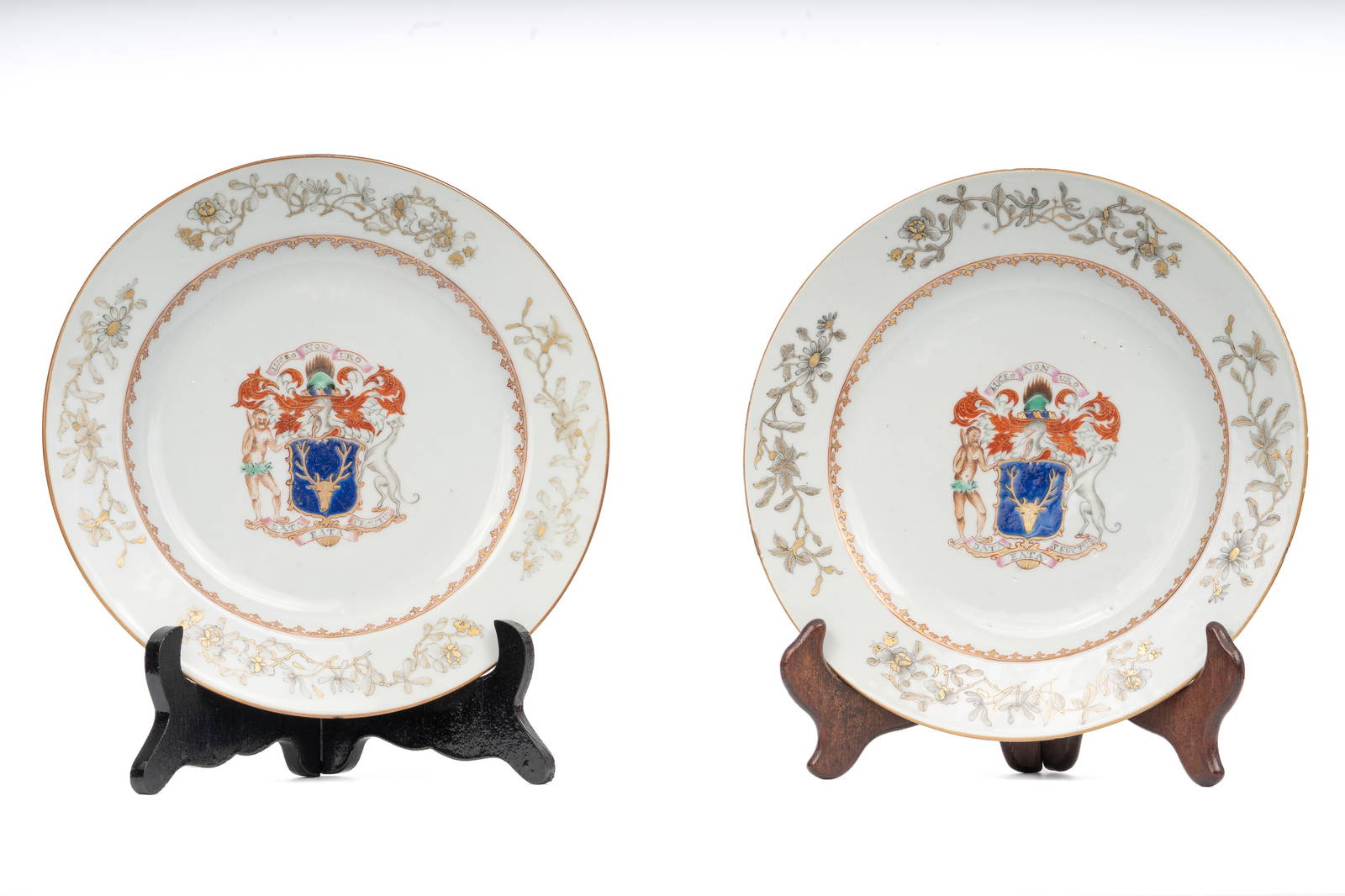 Pair of Chinese Export Armorial Porcelain Plates, MacKenzie Family