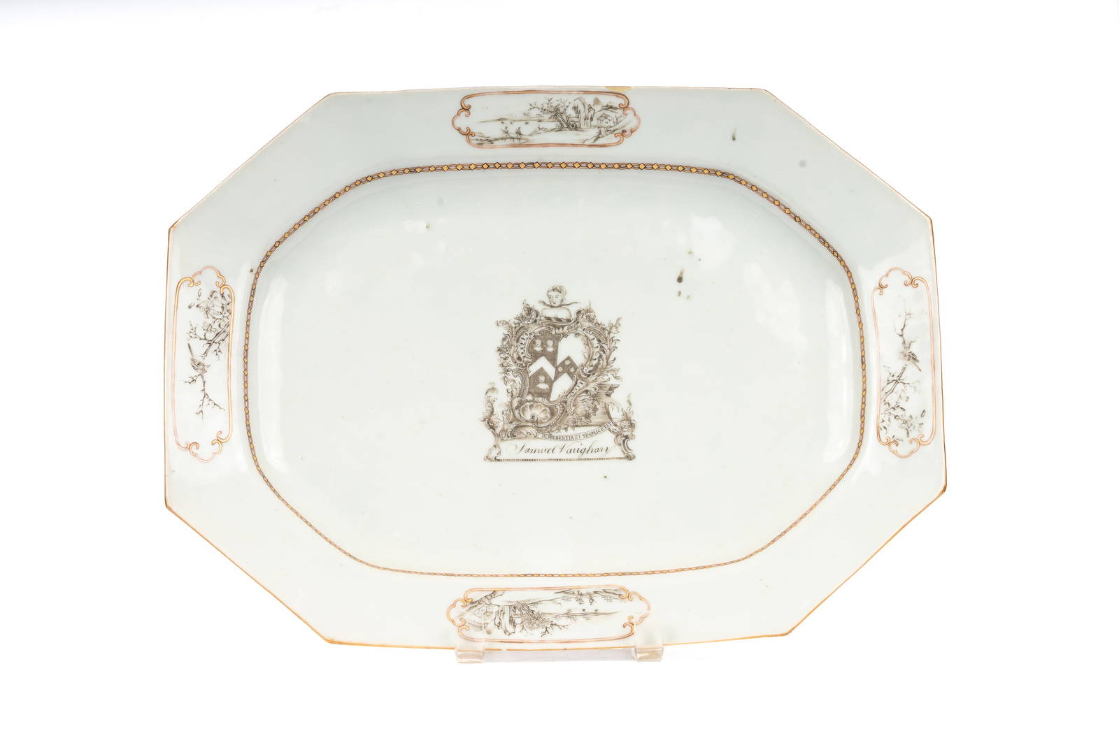 Chinese Export Armorial Porcelain Platter, Samuel Vaughan Family