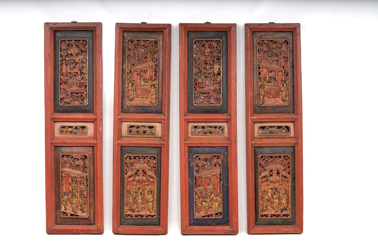 Set of Four Chinese Carved and Gilded Wood Architectural Panels (1 of 10)