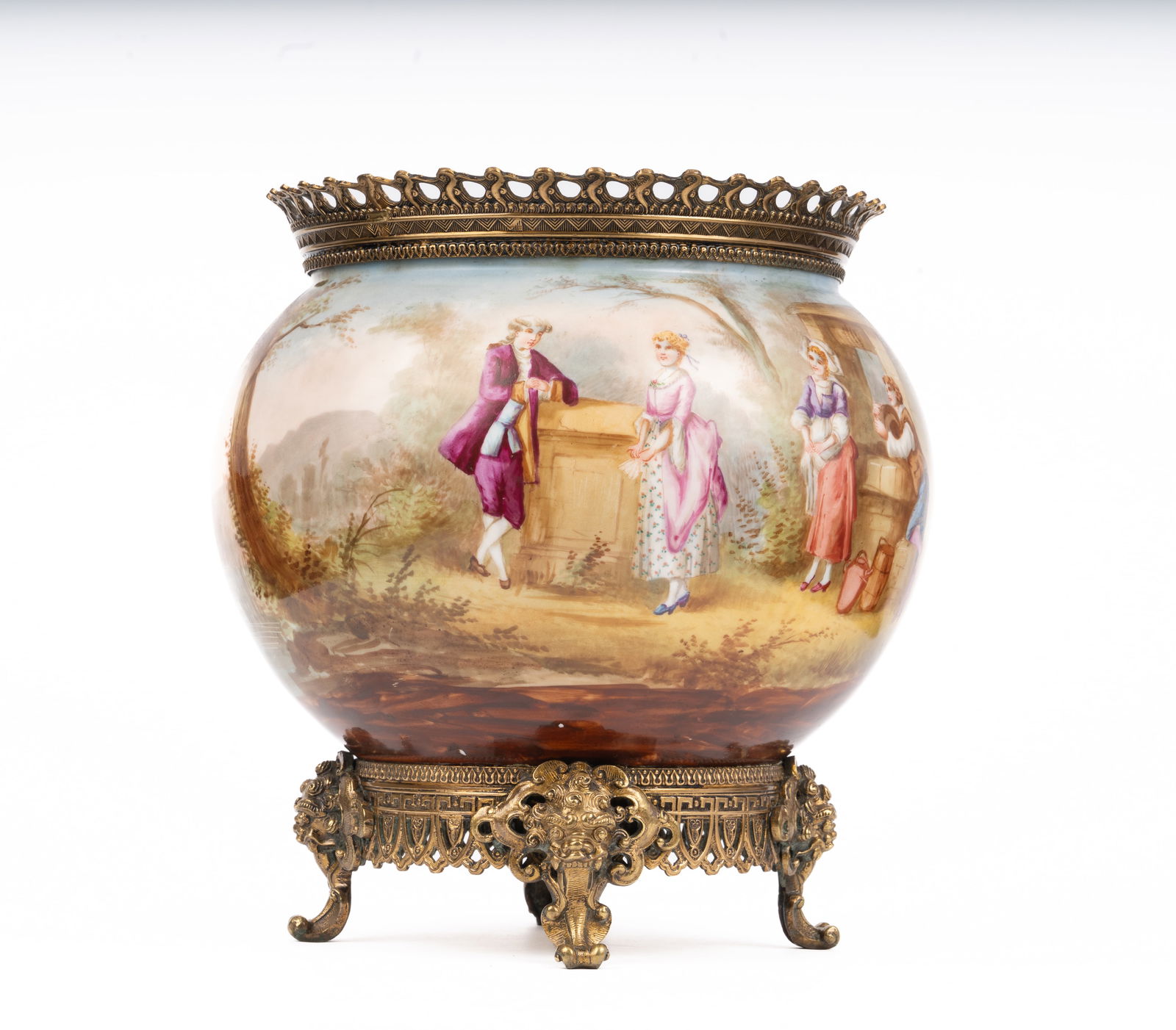 French Ormolu-Mounted Hand-Painted Jardiniere P. Agin Paris (1 of 9)