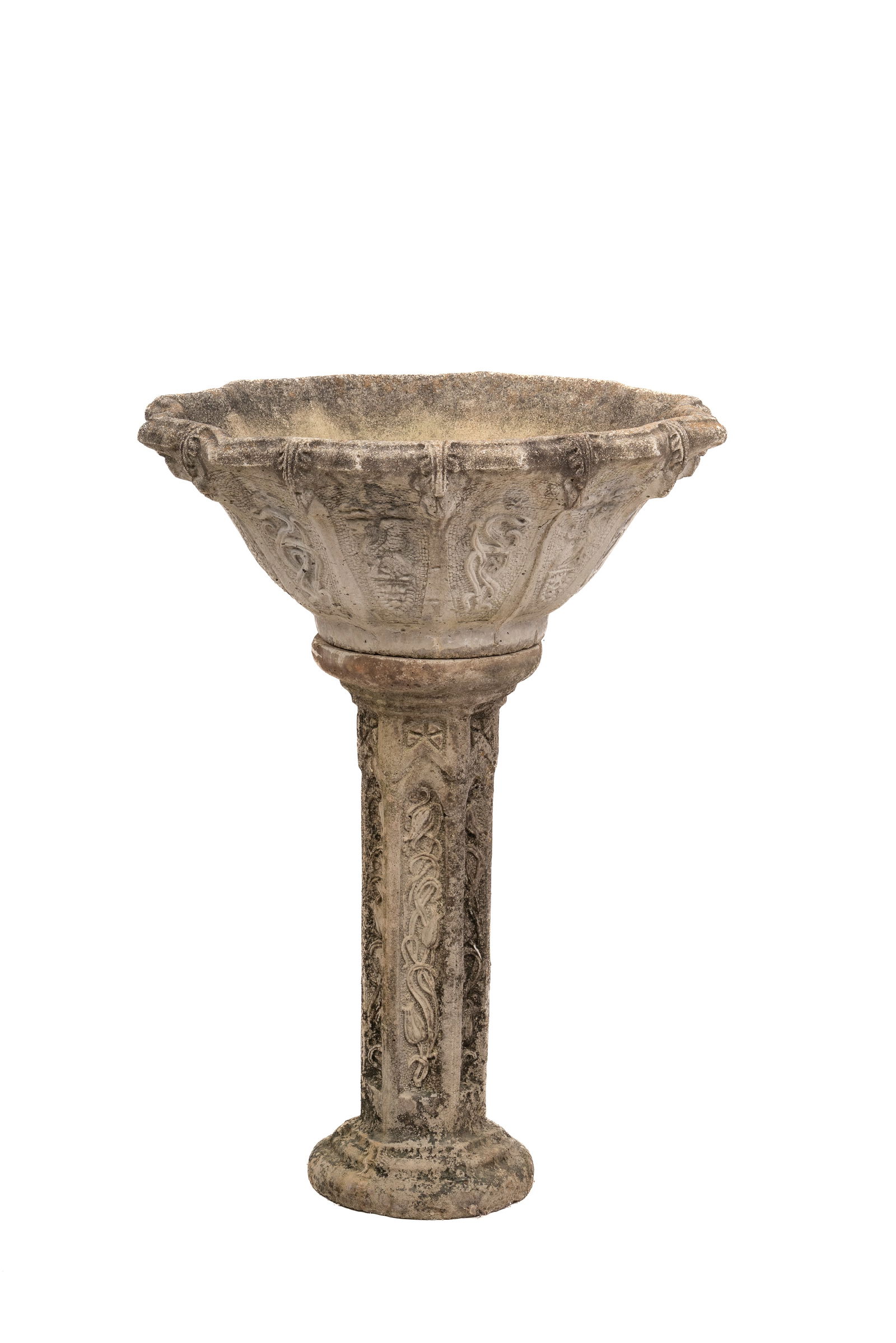 Antique concrete planter on stand (1 of 6)