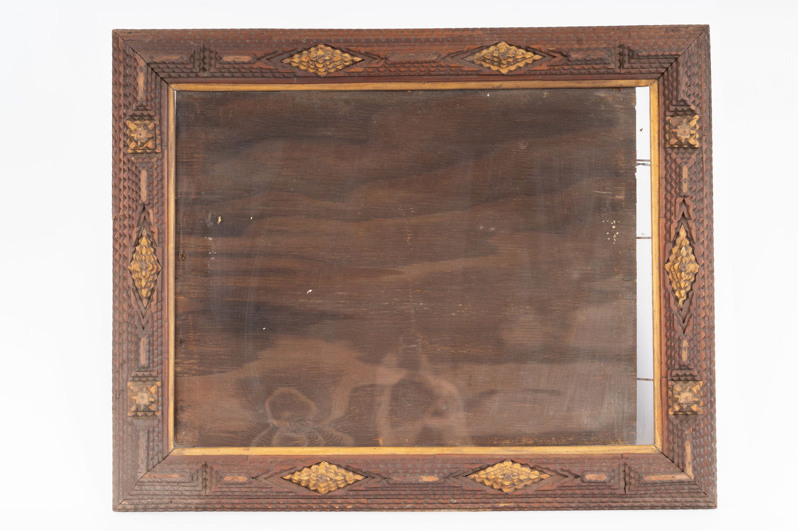 Antique Tramp Art Carved Wood Frame (1 of 5)