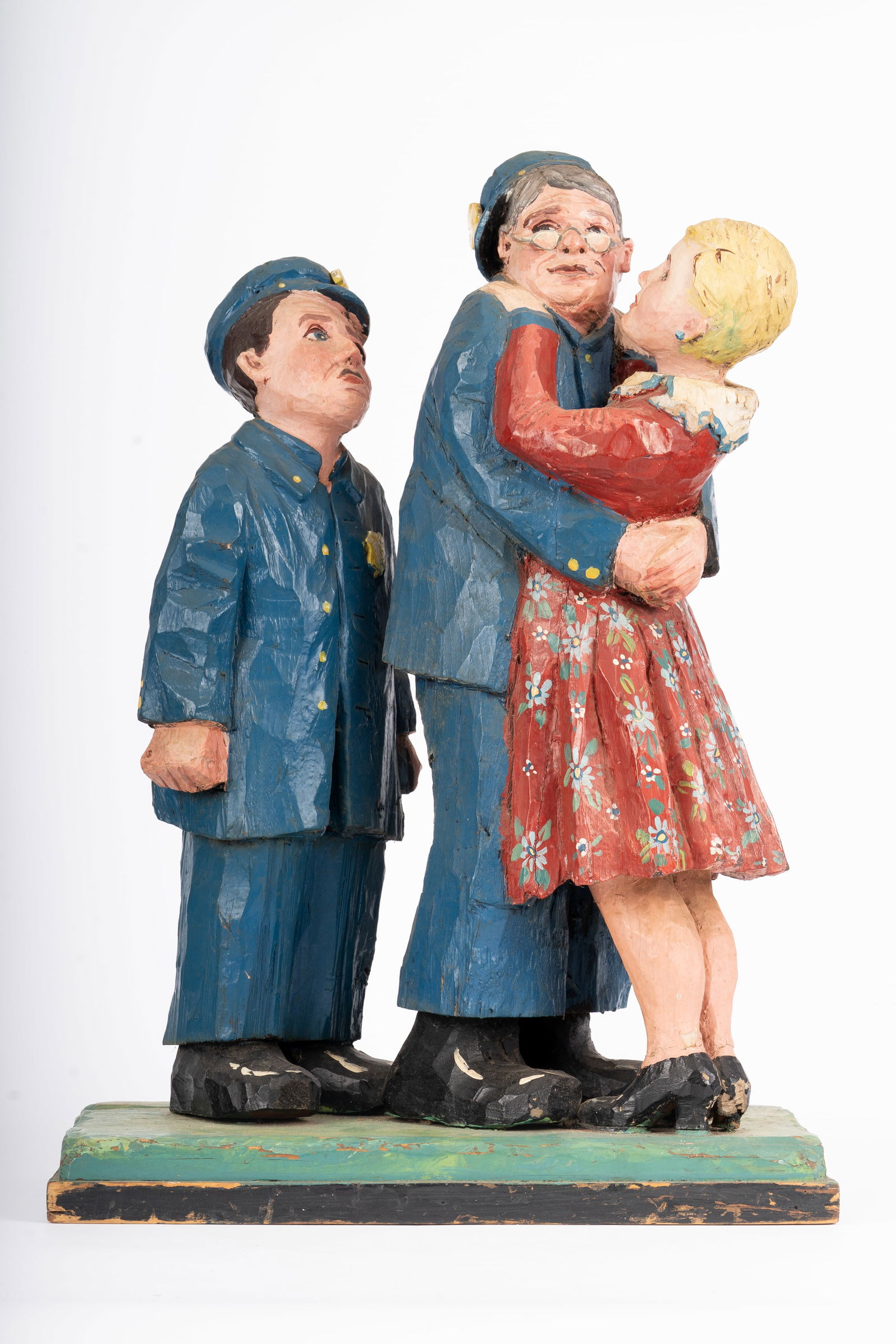 Carl Hallsthammar Carved and Painted Folk Art Sculpture Policemen and Sweethearts (1 of 9)
