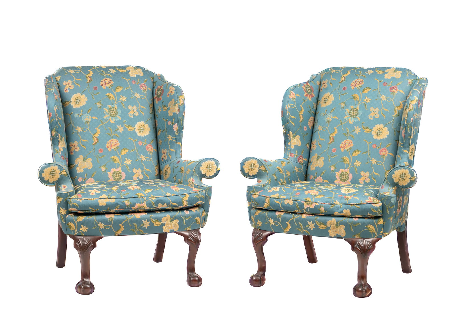 Pair of Kindel Mahogany Wingback Chairs (1 of 5)