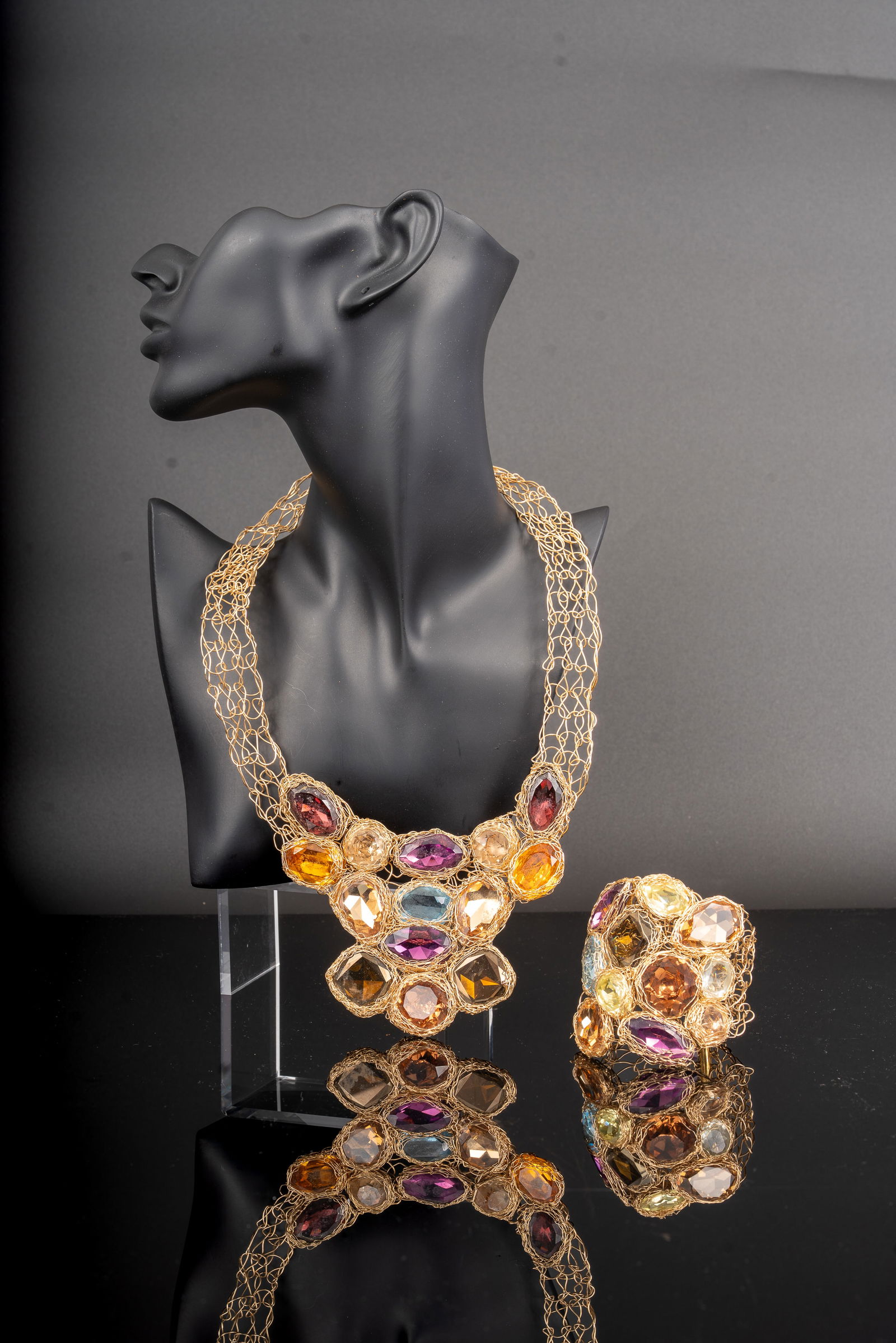 Modernist Gilded Sterling Silver Necklace and Bracelet Suite (1 of 7)