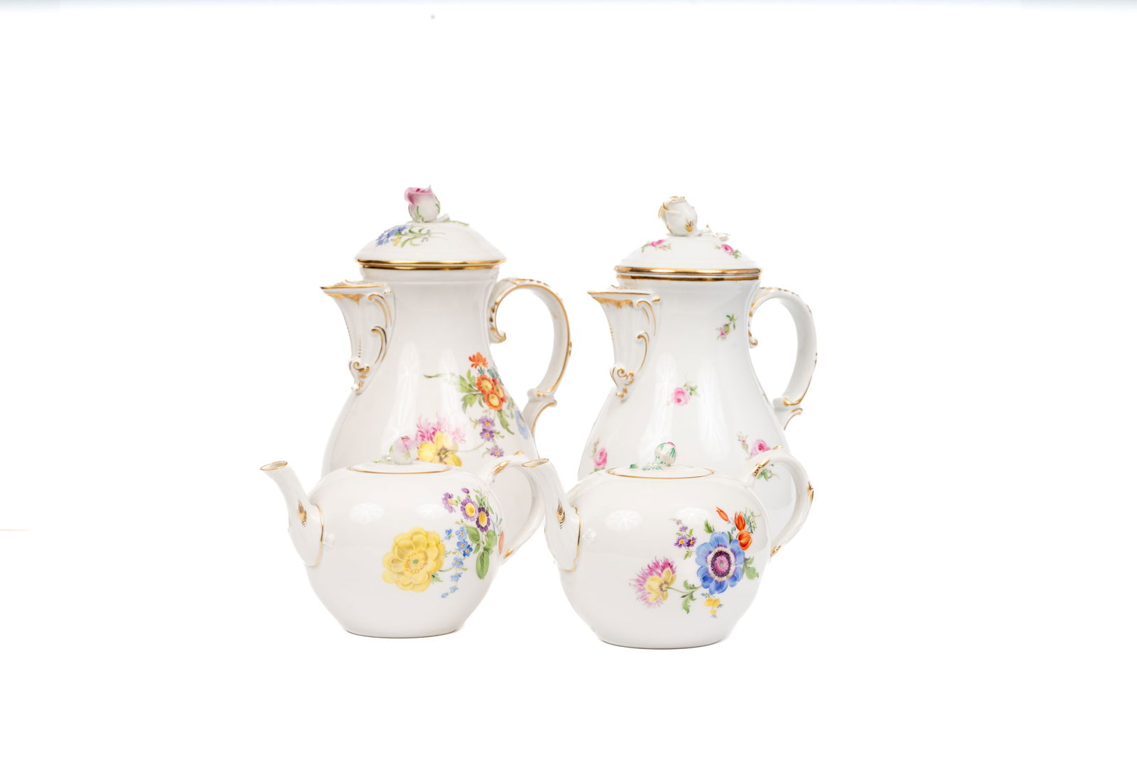 Meissen Porcelain Floral Gilt-Edge Teapots and Coffee Pots (1 of 8)