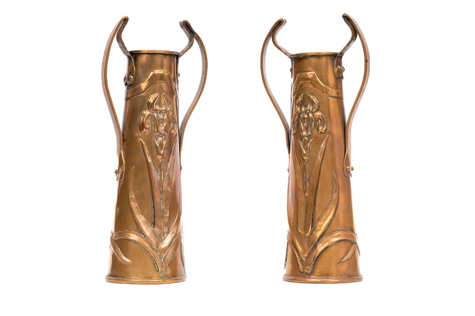 Pair of Newlyn School Arts & Crafts Copper Double-Handled Vases (1 of 4)