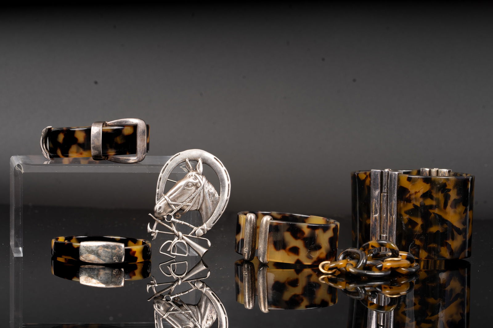 RRL Ralph Lauren Jewelry Lot with Sterling Silver Horse Brooch (1 of 8)