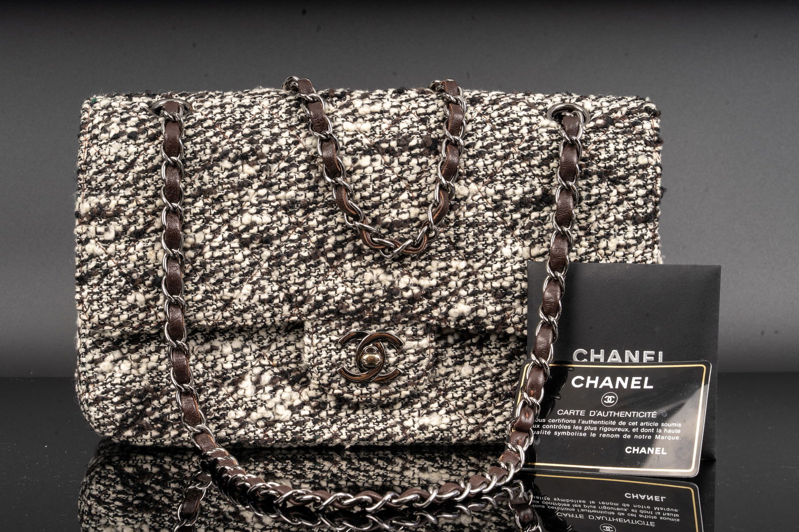 Chanel Coffee Tweed Double Flap Shoulder Bag (1 of 9)