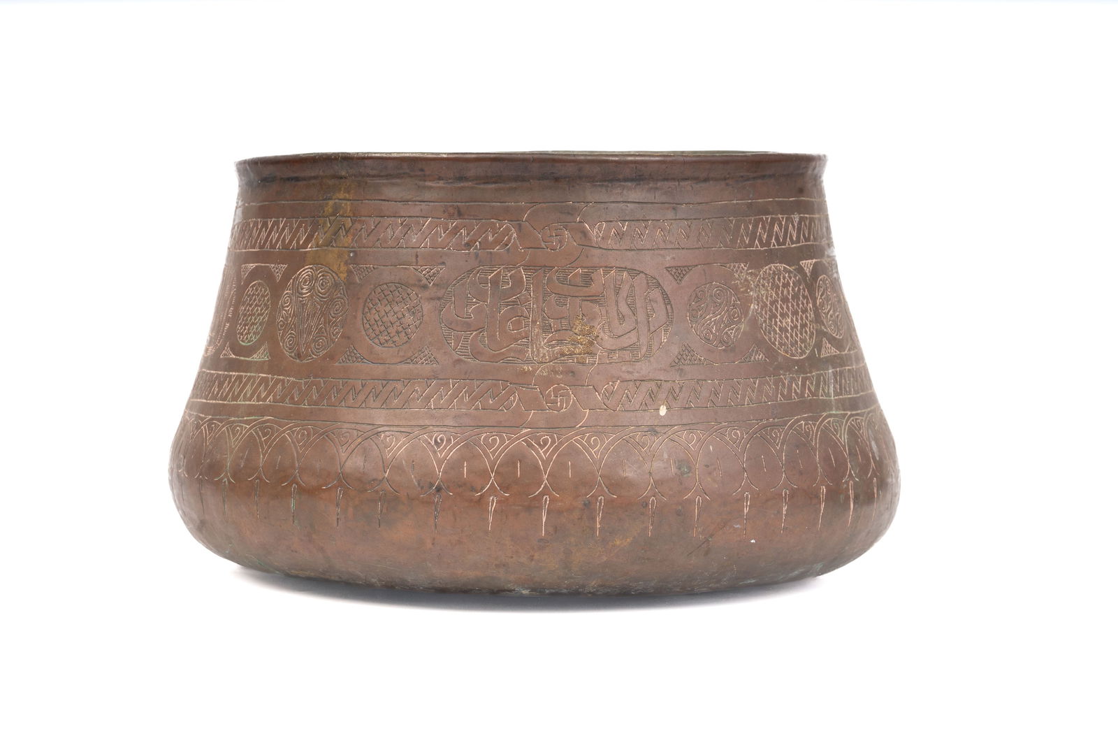 Mamluk Revival Islamic Engraved Copper Alloy Vessel, 19th Century (1 of 4)