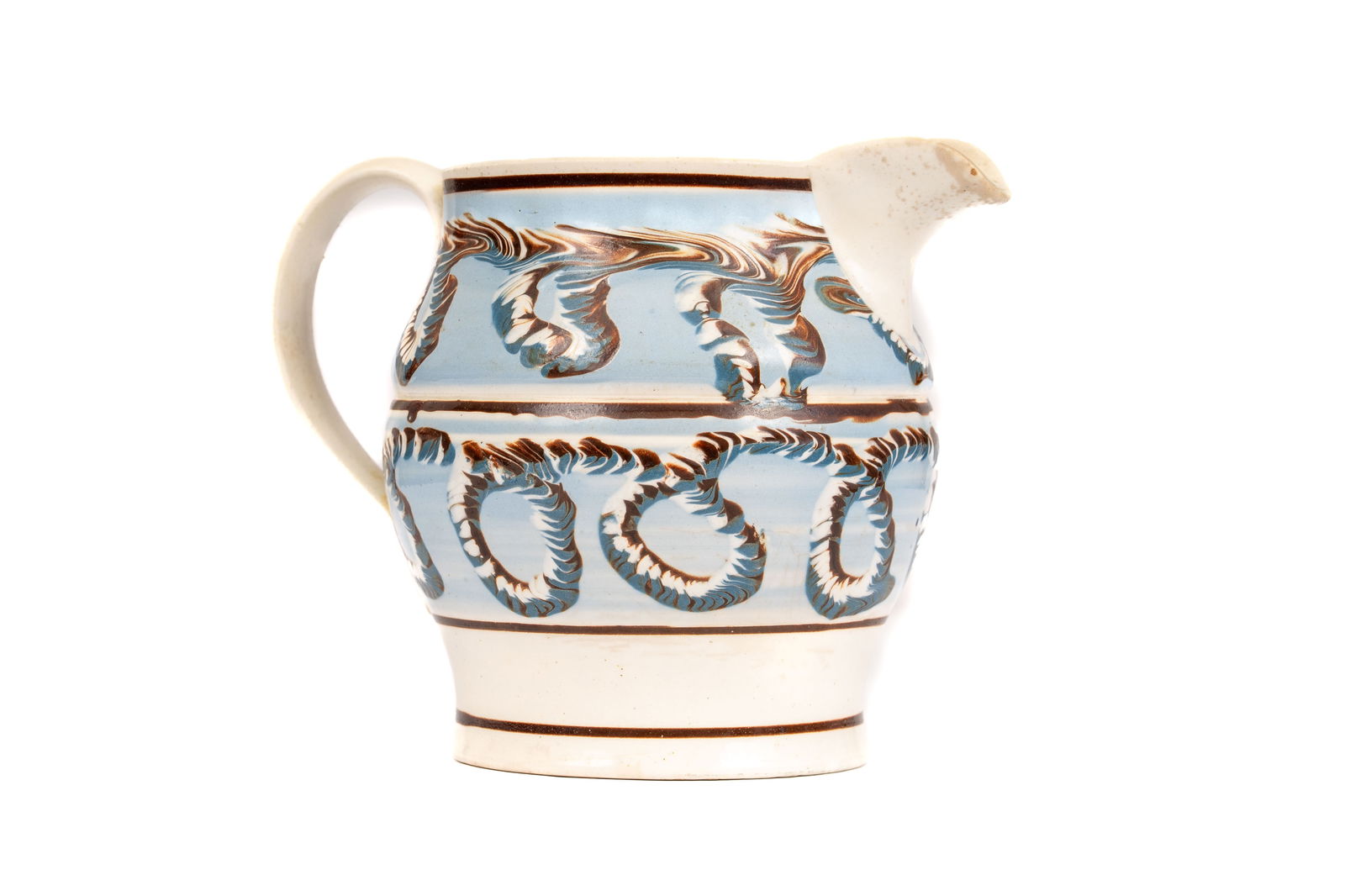 English Mochaware Pitcher with Cable and Earthworm Decoration (1 of 4)