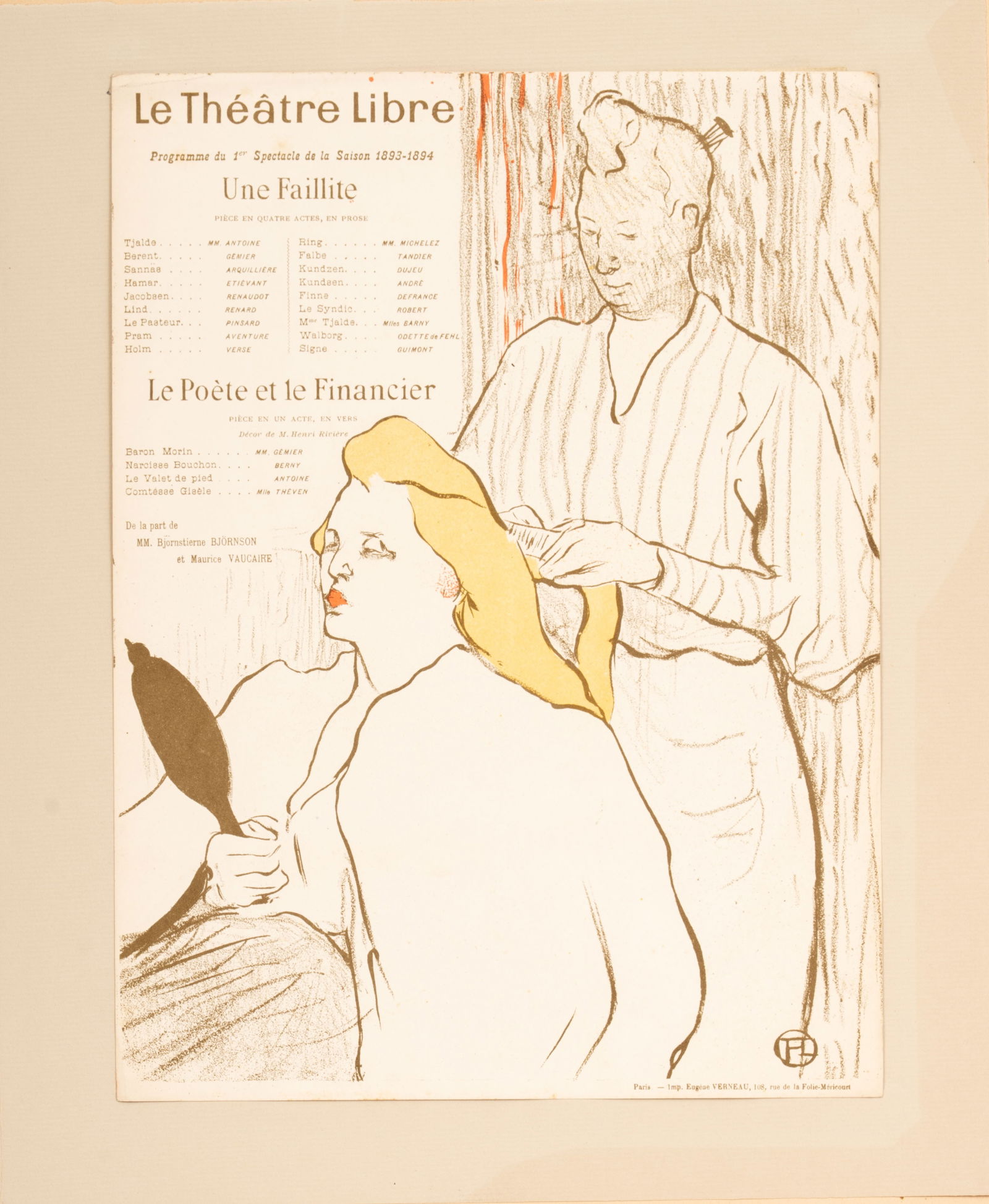 HENRI DE TOULOUSE-LAUTREC (1864-1901) "Le Coiffeur" Lithograph Delteil D.14 II: Original lithograph on paper depicting a Parisian interior scene. Catalogued as Delteil D.14, state II. Artist: Henri de Toulouse-Lautrec (French, 1864-1901) Origin: France Date: Late 19th century Dim