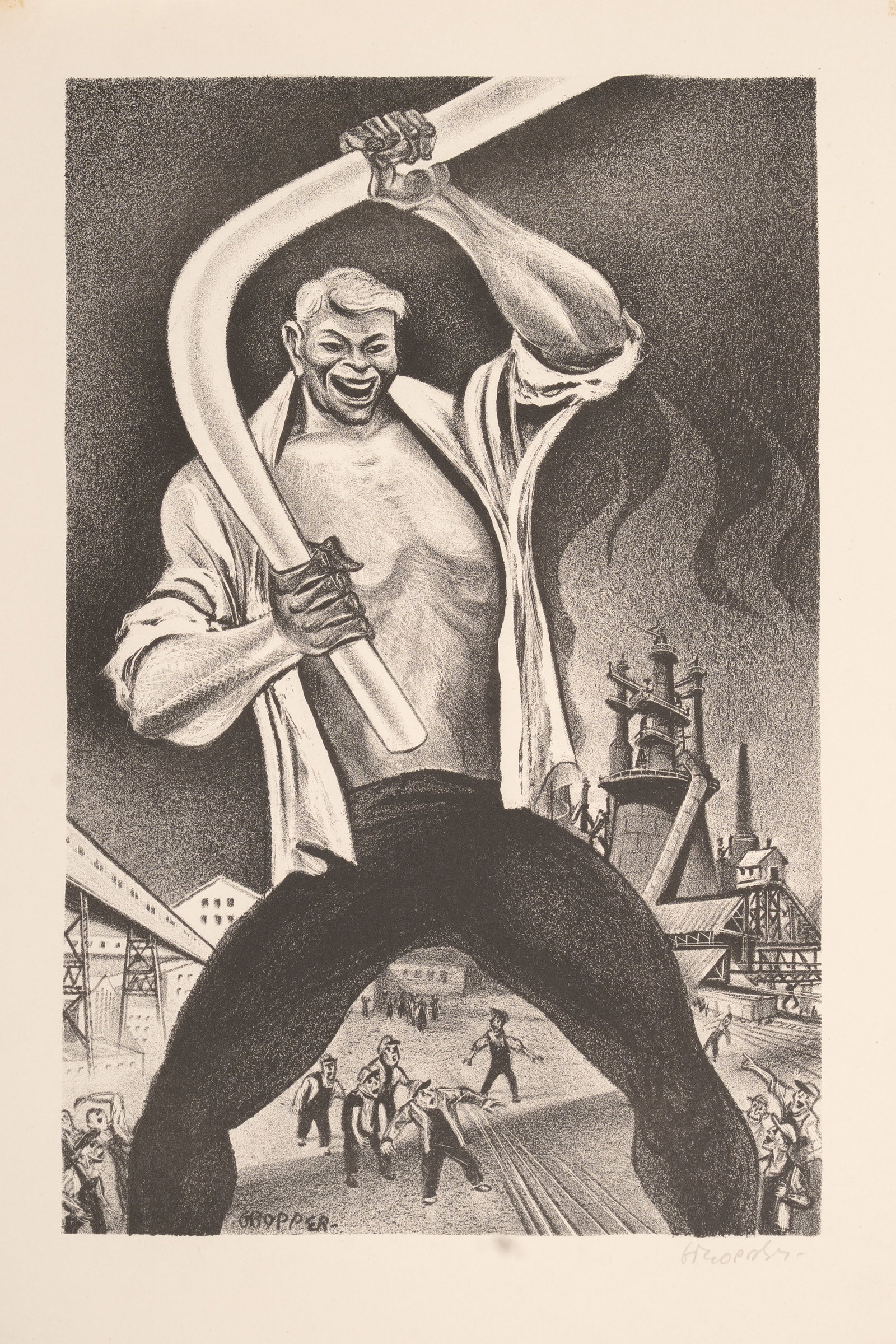 WILLIAM GROPPER (1897-1977) - "Joe Magarac" Lithograph, 1948, Associated American Artists --> (1 of 3)