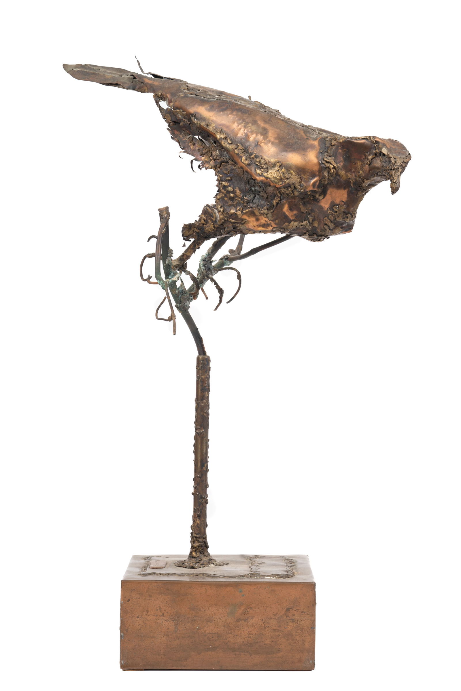 Ben Shute (1905-1986) "Hawk" Brutalist Welded Metal Sculpture on Copper Base (1 of 4)