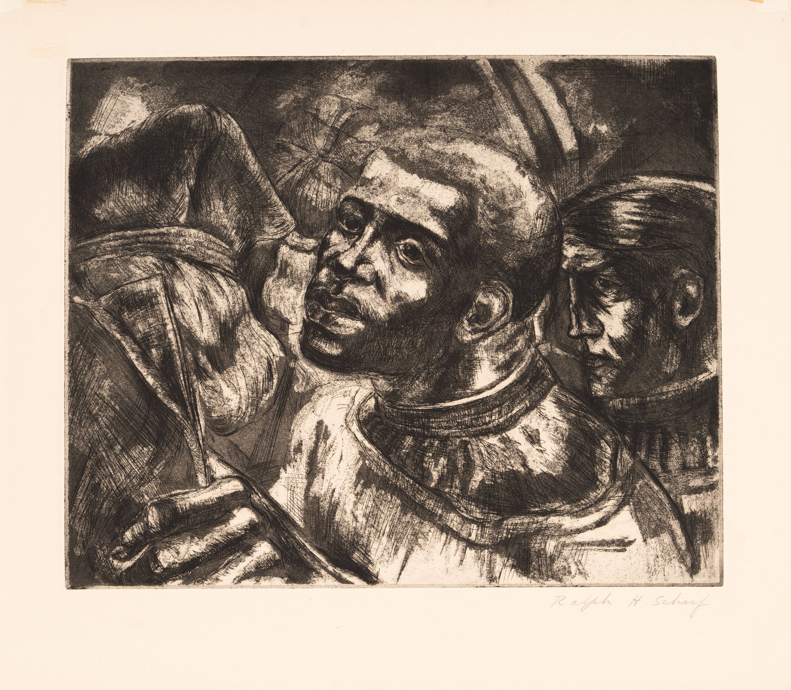 RALPH RAMMER SCHARF (1922-1993) Israel in Egypt Land Etching, Signed, Associated American Artists (1 of 3)