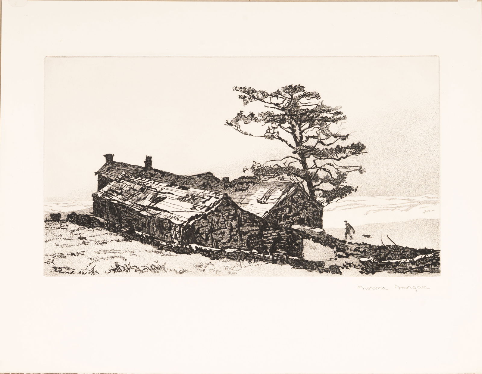 NORMA MORGAN (1928-2017) Moor Lodge Engraving & Aquatint 1954 (1 of 3)