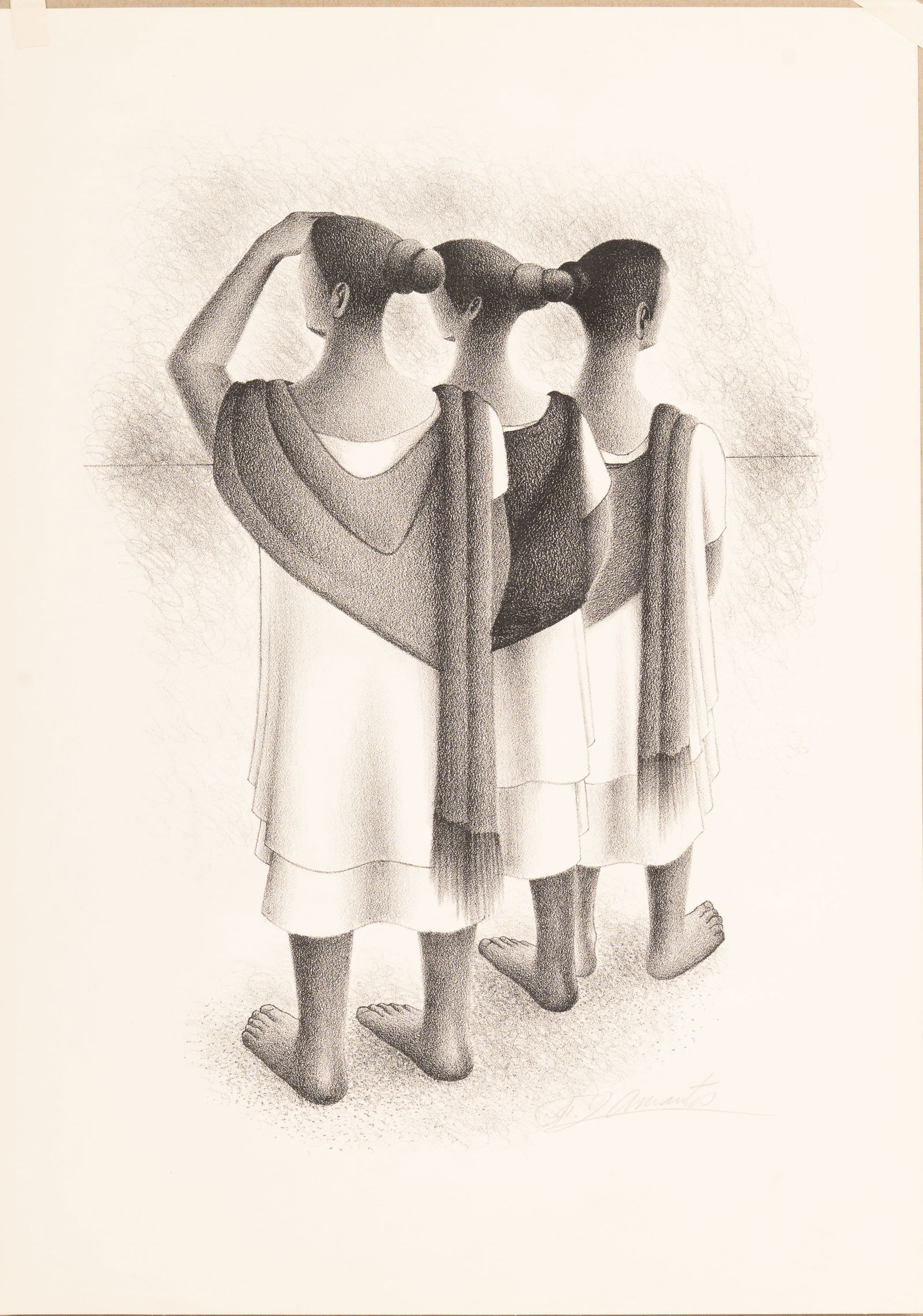 FRANCISCO DOSAMANTES Mayan Trio Lithograph, 1947, Signed, Associated American Artists (1 of 3)