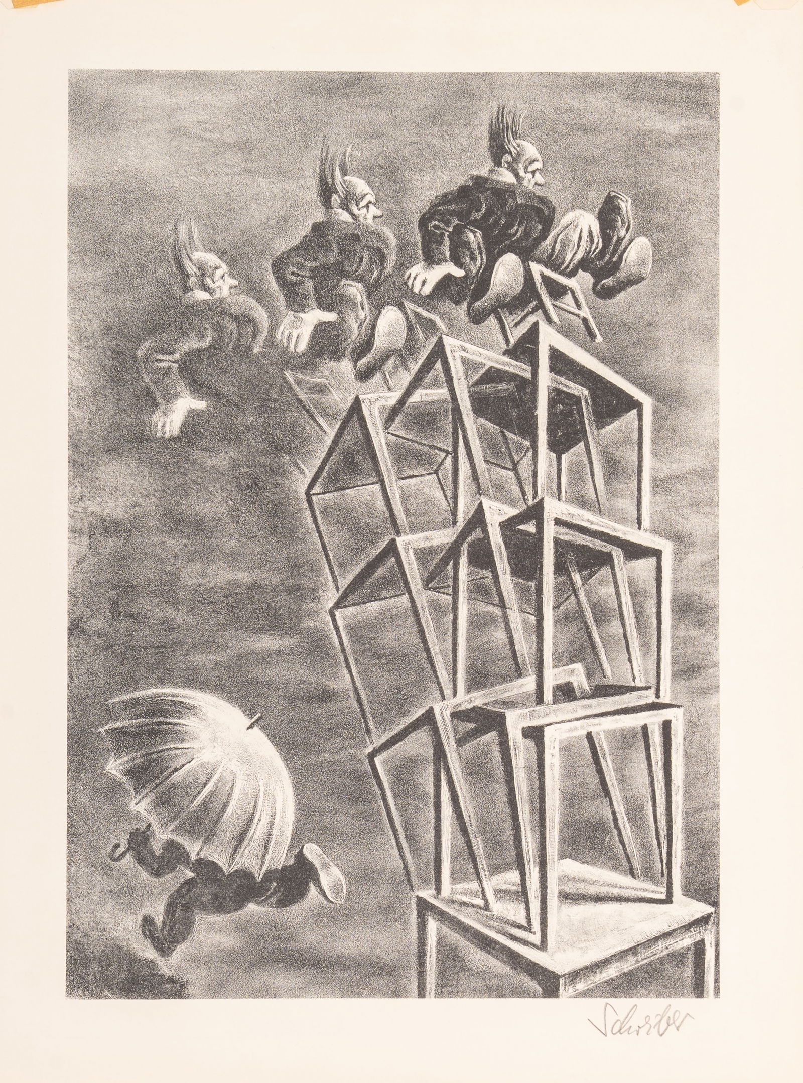 GEORGES SCHREIBER (1862-1940) Equilibrium Lithograph, Signed, Associated American Artists (1 of 3)