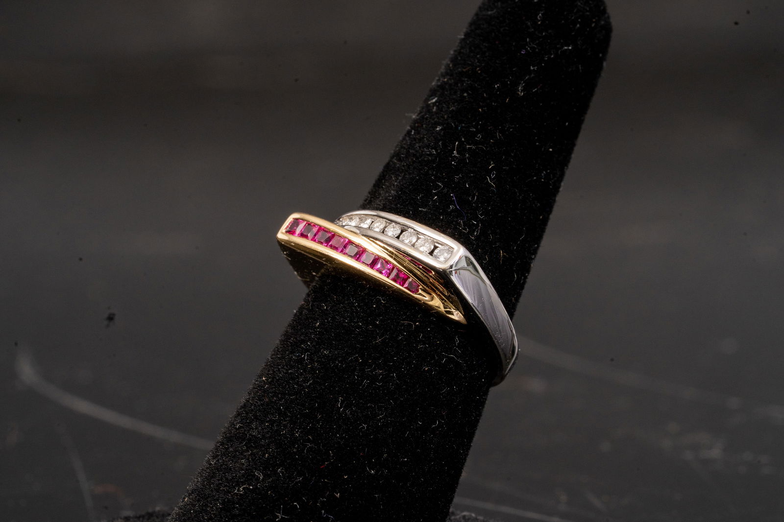 Two-Tone 14k Gold Diamond & Ruby Bypass Ring - 2