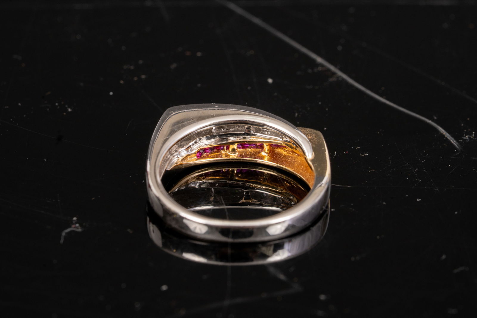 Two-Tone 14k Gold Diamond & Ruby Bypass Ring - 4