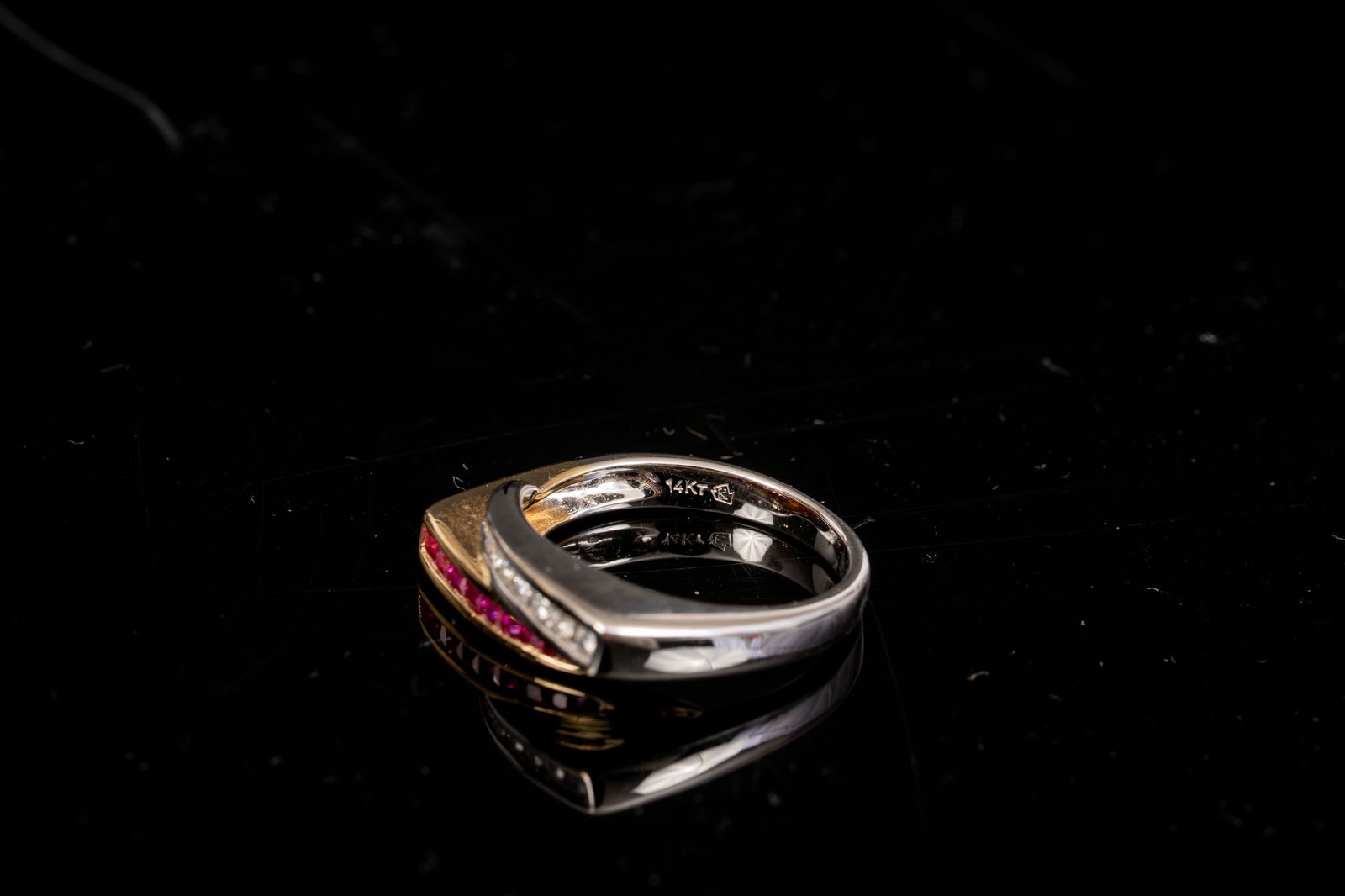 Two-Tone 14k Gold Diamond & Ruby Bypass Ring - 5